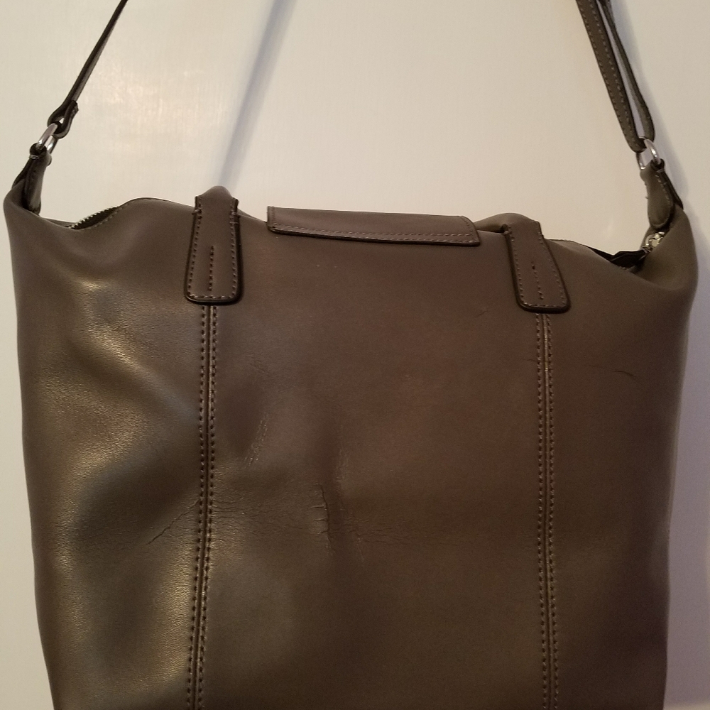 Emma & Sophia grey leather cross-body tote / purse